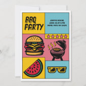 Aangepaste BBQ Party Summer Grill Cookout Pop Art Kaart (Voorkant)