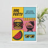 Aangepaste BBQ Party Summer Grill Cookout Pop Art Kaart (Staand voorkant)