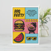 Aangepaste BBQ Party Zomer Pop Art Gepersonaliseer Kaart (Staand voorkant)
