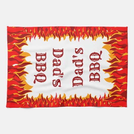 Aangepaste BBQ Rode Vlammen Keukenhanddoek (Horizontaal)