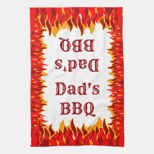 Aangepaste BBQ Rode Vlammen Keukenhanddoek (Verticaal)