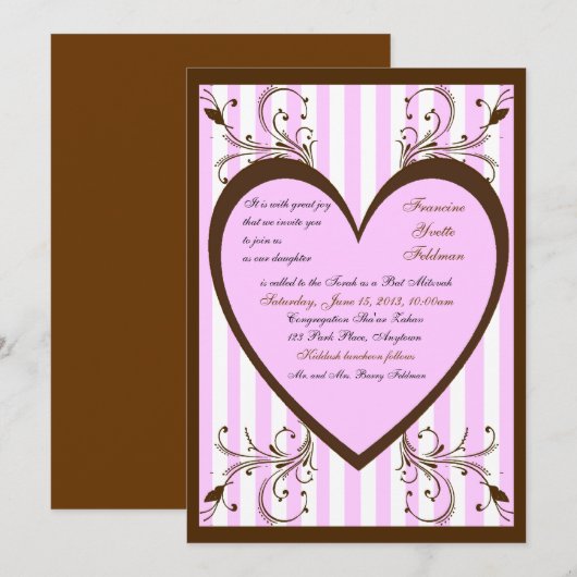 Aangepaste BBT Mitzvah-uitnodigingen Kaart (Voorkant / Achterkant)