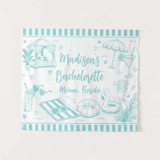 Aangepaste Beach Bachelorette-feest Persoonlijk Zw Wandkleed (Voorkant (horizontaal))