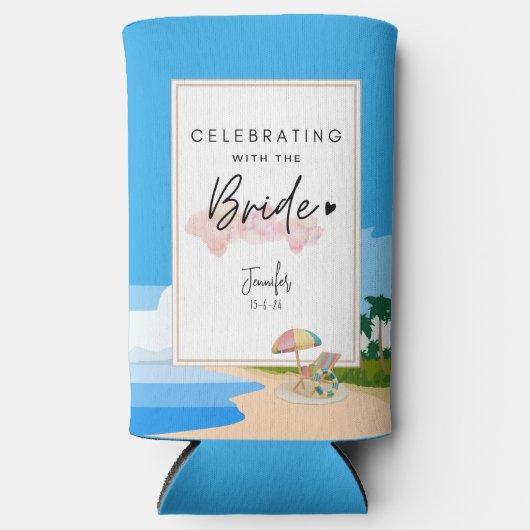 Aangepaste Beach Bachelorette-feest Seltzer Blikjeskoeler (Voorkant)