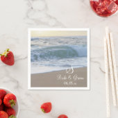 Aangepaste beach bruiloft monogram namen Datum Pp Servet (Insitu)