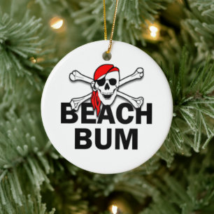 Aangepaste beach bus Skull en Crossbones Pirate Keramisch Ornament