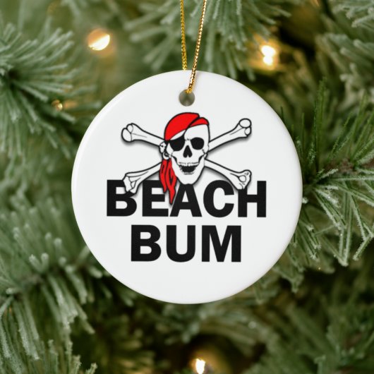 Aangepaste beach bus Skull en Crossbones Pirate Keramisch Ornament (Boom)
