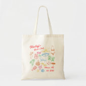 Aangepaste Beach Club Bachelorette Coastal Tote Bag (Voorkant)
