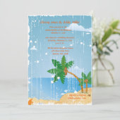 Aangepaste Beach Grunge Invitation Kaart (Staand voorkant)