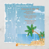 Aangepaste Beach Grunge Invitation Kaart (Voorkant / Achterkant)