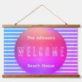 Aangepaste beach House Sign Hangend Wandkleed (Voorkant)