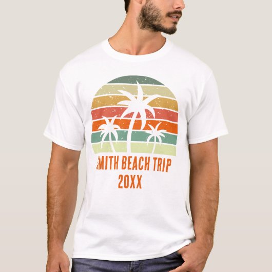 Aangepaste Beach Palm Tree vakantie reis T-shirt (Voorkant)