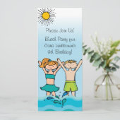 Aangepaste Beach Pool Party Zwemmen Verjaardag Uit Kaart (Staand voorkant)