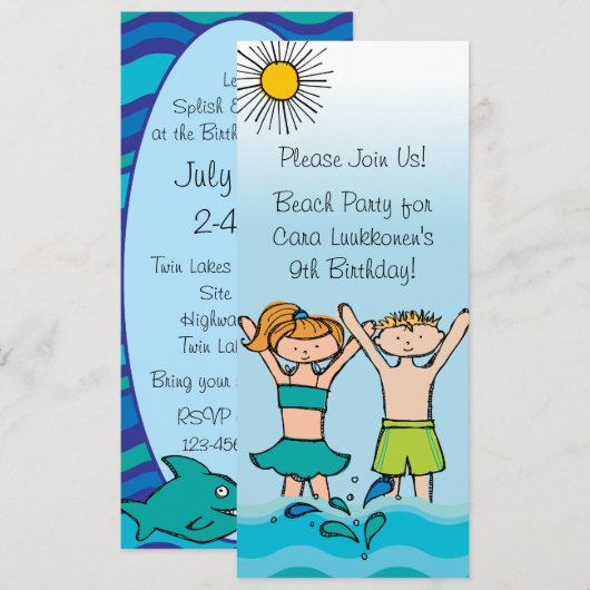 Aangepaste Beach Pool Party Zwemmen Verjaardag Uit Kaart (Voorkant / Achterkant)