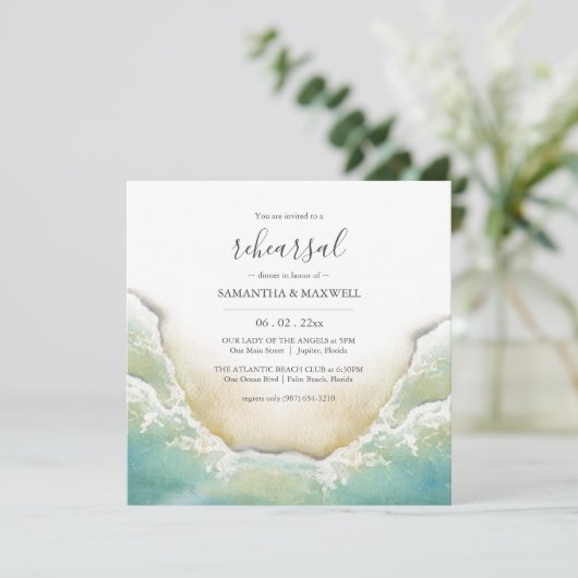 Aangepaste Beach Repetitie Diner Uitnodigingen (Staand voorkant)