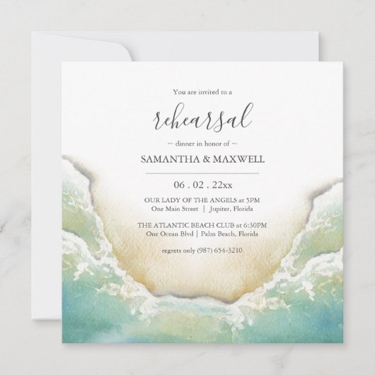 Aangepaste Beach Repetitie Diner Uitnodigingen (Voorkant)