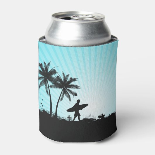 Aangepaste Beach Surfer-monogram koelbox Blikjeskoeler (Blikje Voorkant)