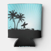 Aangepaste Beach Surfer-monogram koelbox Blikjeskoeler (Voorkant)