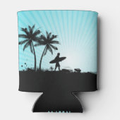 Aangepaste Beach Surfer-monogram koelbox Blikjeskoeler (Achterkant)