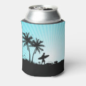 Aangepaste Beach Surfer-monogram koelbox Blikjeskoeler (Blikje Achterkant)