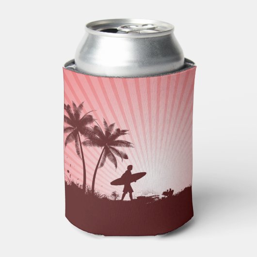 Aangepaste Beach Surfer-monogram koelbox Blikjeskoeler (Blikje Voorkant)