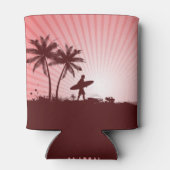 Aangepaste Beach Surfer-monogram koelbox Blikjeskoeler (Achterkant)