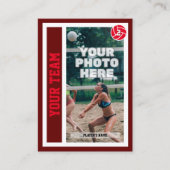 Aangepaste Beachvolleybal Trading Kaart (donkerroo Contactkaartje (Voorkant)