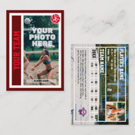 Aangepaste Beachvolleybal Trading Kaart (donkerroo Contactkaartje
