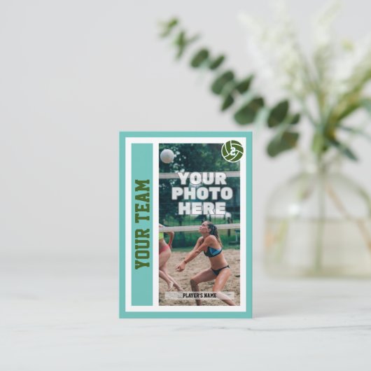 Aangepaste Beachvolleybal Trading Kaart (Licht Bla Contactkaartje (Staand voorkant)