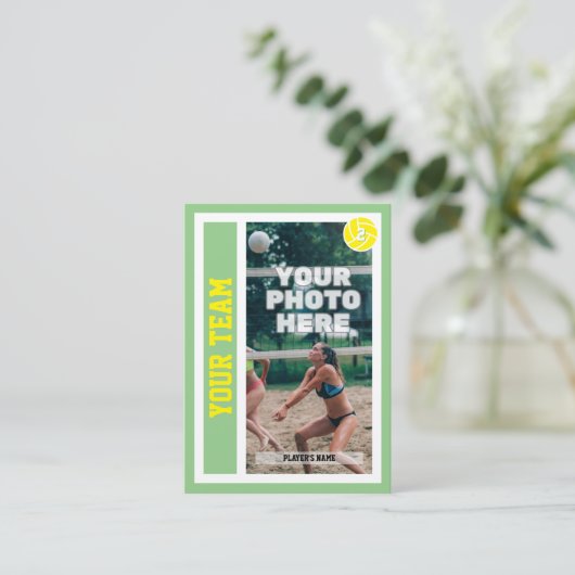 Aangepaste Beachvolleybal Trading Kaart (Sage) Contactkaartje (Staand voorkant)