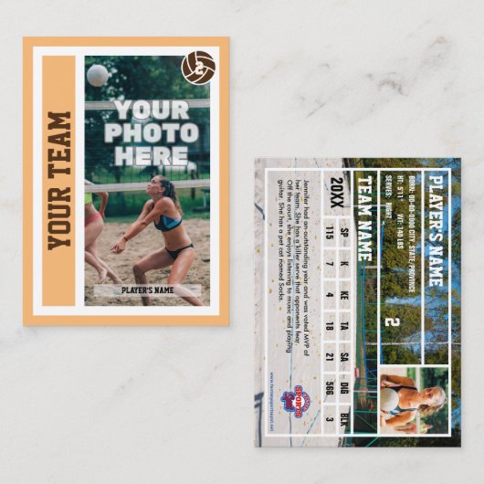 Aangepaste Beachvolleybal Trading Kaart (Zand) Contactkaartje (Voorkant / Achterkant)