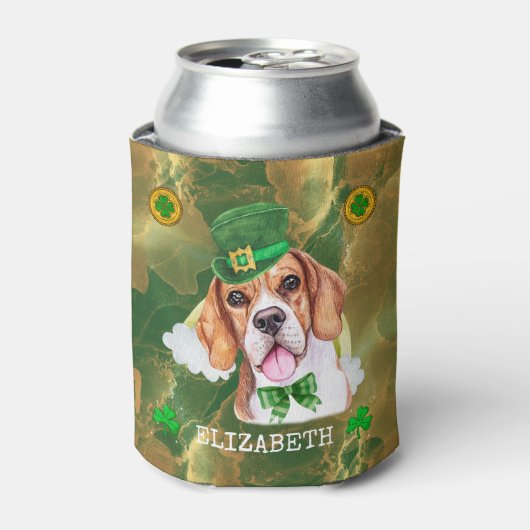 Aangepaste beagle Gold St. Patricks Blikjeskoeler (Blikje Voorkant)