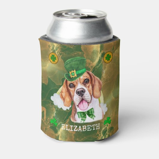 Aangepaste beagle Gold St. Patricks Blikjeskoeler (Blikje Achterkant)