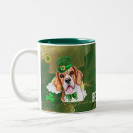 Aangepaste Beagle Gold St. Patricks Day Tweekleurige Koffiemok