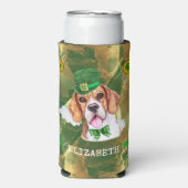Aangepaste beagle Gold St. Patricks Seltzer Blikjeskoeler (Seltzer Voorkant)