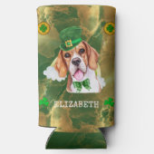 Aangepaste beagle Gold St. Patricks Seltzer Blikjeskoeler (Achterkant)