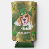 Aangepaste beagle Gold St. Patricks Seltzer Blikjeskoeler (Voorkant)