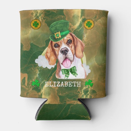 Aangepaste Beagle Goud St. Patricks Blikjeskoeler (Voorkant)