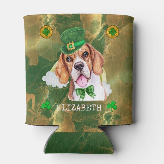 Aangepaste Beagle Goud St. Patricks Blikjeskoeler (Achterkant)