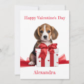 Aangepaste Beagle in Box met Bow Valentijn Feestdagenkaart (Voorkant)