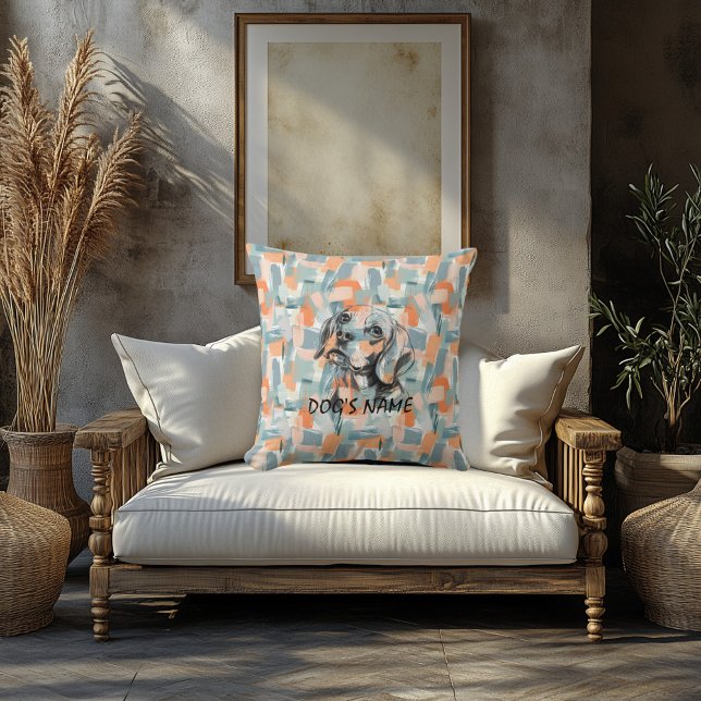Aangepaste Beagle Portret Kussen Abstracte penseel (Creator heeft geüpload)