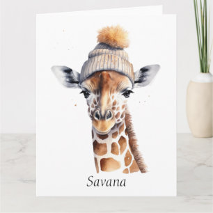 Aangepaste Beanie Bunch Giraffe Winterhoed Post Kaart