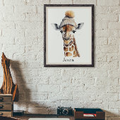 Aangepaste Beanie Bunch Giraffe Winterhoed Poster