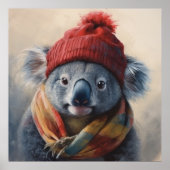 Aangepaste Beanie Bunch Rode Hoed Koala Kunst Post Poster (Voorkant)