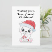 Aangepaste Beary Eerste Kerst QR Code Wenskaart Feestdagenkaart (Staand voorkant)