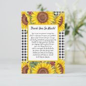 Aangepaste bedankkaart - Black Gingham & Zonnebloe (Staand voorkant)