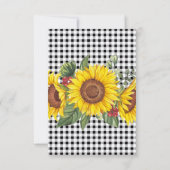 Aangepaste bedankkaart - Black Gingham & Zonnebloe (Achterkant)