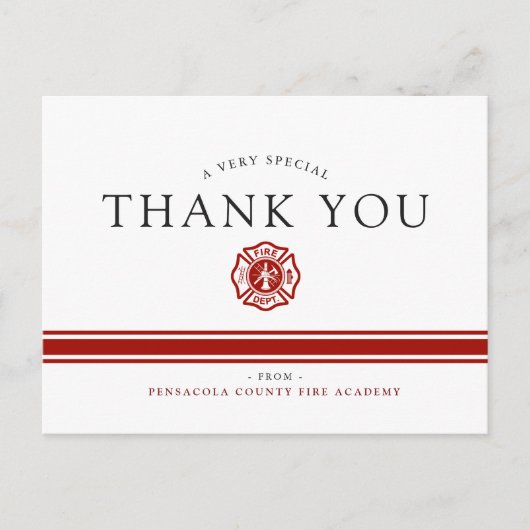 Aangepaste bedankkaart van het brandweeracademie briefkaart (Voorkant)
