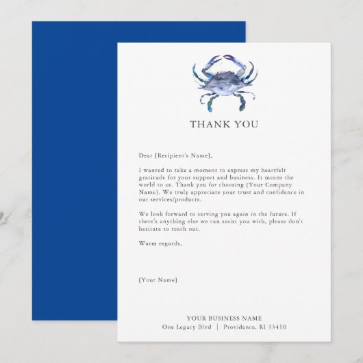 Aangepaste bedankkaarten voor Business Crab Bedankkaart (Voorkant / Achterkant)