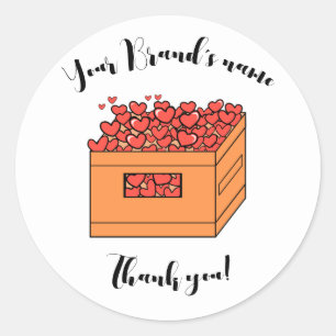 Aangepaste bedankstickers Doos met harten Ronde Sticker